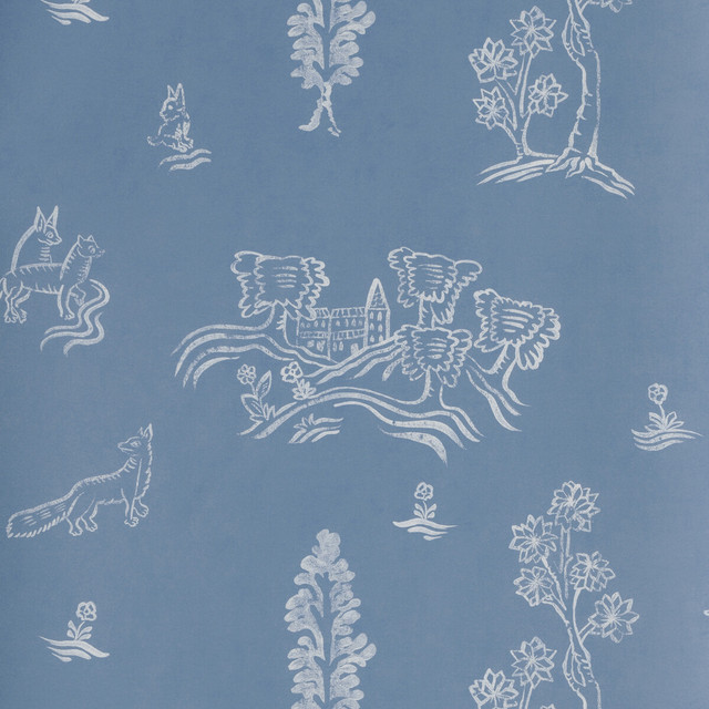 Kravet Couture Wallcovering Wychwood Happy Blue ANDREW MARTIN KIT KEMP WOOD PULP - 45%;BINDER - 20%;MINERAL FILLERS - 20%;POLYESTER - 15% United Kingdom - Horizontal: 8 and Vertical: 7 20.5 - My Fabric Connection -