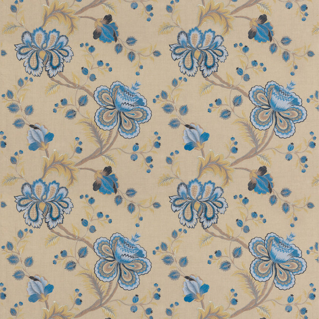 G P & J Baker Fabric Elvington Indigo ARTISAN II LINEN - 66%;POLYESTER - 20%;VISCOSE - 14% India - Horizontal: 25.61 and Vertical: 25.61 51.22 - My Fabric Connection -
