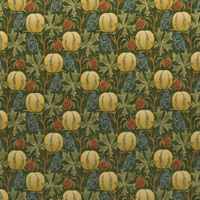 G P & J Baker Fabric Pumpkins Velvet Green/Terracotta ORIGINALS V COTTON - 100% United Kingdom HEAVY Horizontal: 14.184 and Vertical: 13.396 53.978 - My Fabric Connection -