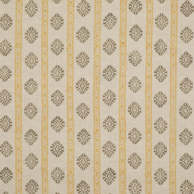 G P & J Baker Fabric Alma Ochre/Mole COROMANDEL SMALL PRINTS LINEN - 100% India - Horizontal: 7.683 and Vertical: 3.94 53.978 - My Fabric Connection -