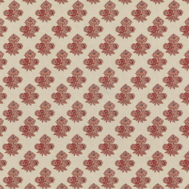G P & J Baker Fabric Poppy Paisley Red COROMANDEL SMALL PRINTS VISCOSE - 82%;LINEN - 18% United Kingdom - Horizontal: 5.4372 and Vertical: 5.91 54.372 - My Fabric Connection -
