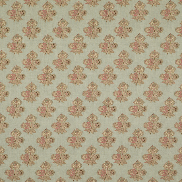 G P & J Baker Fabric Poppy Paisley Aqua COROMANDEL SMALL PRINTS VISCOSE - 82%;LINEN - 18% United Kingdom - Horizontal: 5.4372 and Vertical: 5.91 54.372 - My Fabric Connection -
