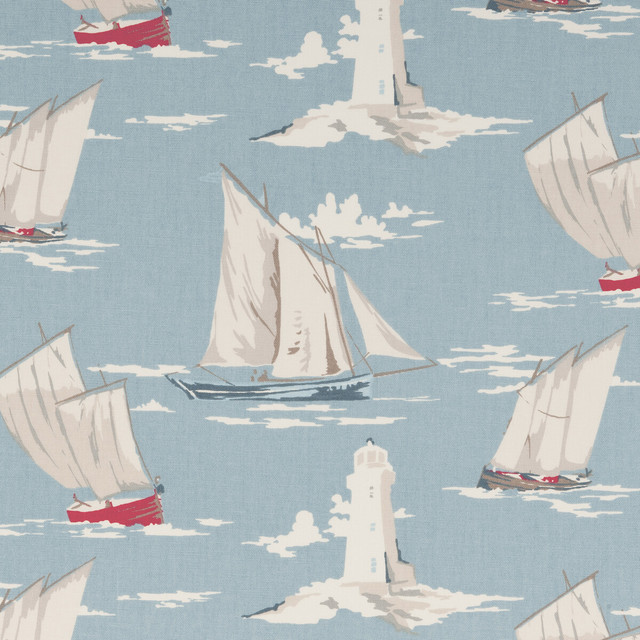 Clarke And Clarke Fabric Skipper Marine CLARKE & CLARKE MARITIME PRINTS COTTON - 100% United Kingdom MEDIUM Horizontal: 27 and Vertical: 12.5 54 - My Fabric Connection -