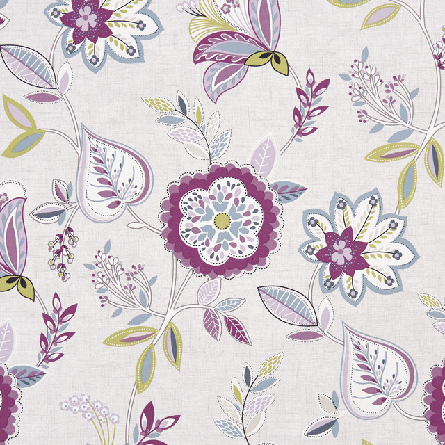 Clarke And Clarke Fabric Octavia Damson CLARKE & CLARKE OCTAVIA COTTON - 100% Turkey MEDIUM Horizontal: 26.97 and Vertical: 25.2 54 - My Fabric Connection -