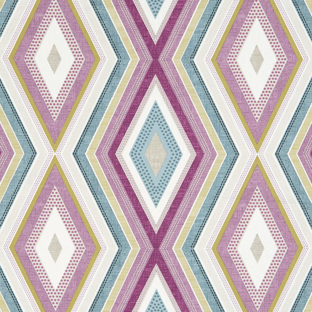Clarke And Clarke Fabric Terrazzo Damson CLARKE & CLARKE OCTAVIA COTTON - 100% Turkey MEDIUM Horizontal: 13.5 and Vertical: 12.6 54 - My Fabric Connection -