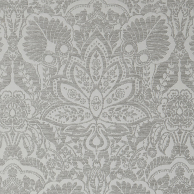 Clarke And Clarke Fabric Waldorf Silver CLARKE & CLARKE LUSSO POLYESTER - 100% India HEAVY Horizontal: 13.58 and Vertical: 26.57 54 - My Fabric Connection -