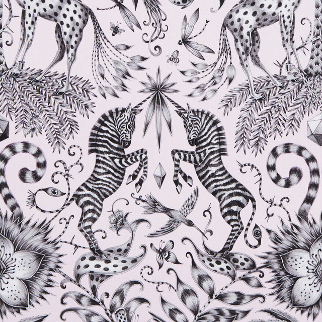 Clarke And Clarke Fabric Kruger Pink ANIMALIA BY EMMA J SHIPLEY FOR C&C COTTON - 100% United Kingdom HEAVY Horizontal: 13.58 and Vertical: 22.44 54 - My Fabric Connection -