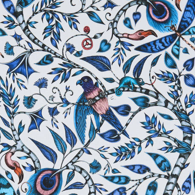Clarke And Clarke Fabric Rousseau Blue ANIMALIA BY EMMA J SHIPLEY FOR C&C COTTON - 100% United Kingdom HEAVY Horizontal: 13.58 and Vertical: 26.97 54 - My Fabric Connection -