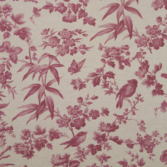 Clarke And Clarke Fabric Amelia Culla Raspberry Linen CLARKE & CLARKE OASIS WP & FABRIC COTTON - 80%;POLYESTER - 20% Spain MEDIUM Horizontal: - and Vertical: - 54.375 - My Fabric Connection -