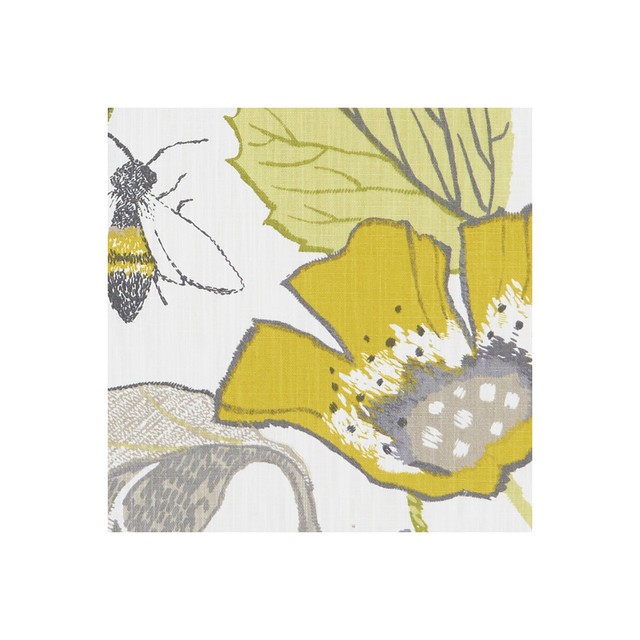 Clarke And Clarke Fabric Lotus Chartreuse/Charcoal CLARKE & CLARKE ORIENTAL GARDEN COTTON - 90%;LINEN - 10% United Kingdom MEDIUM Horizontal: 26.77 and Vertical: 25.2 54 - My Fabric Connection -