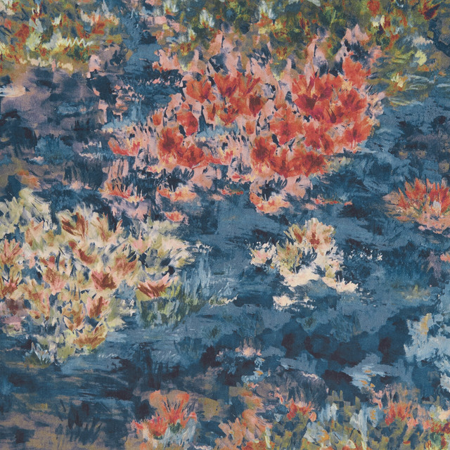 Clarke And Clarke Fabric Fiore Midnight/Spice CLARKE & CLARKE EXOTICA POLYESTER - 100% India HEAVY Horizontal: 54.5 and Vertical: 27.375 54.75 - My Fabric Connection -