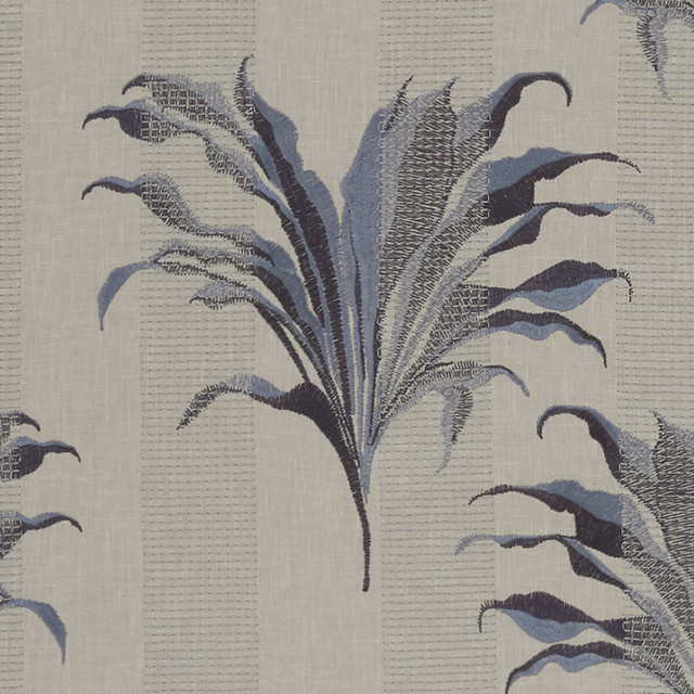 Clarke And Clarke Fabric Palma Denim/Midnight CLARKE & CLARKE EXOTICA POLYESTER - 52%;COTTON - 48% India - Horizontal: 17 and Vertical: 12.875 54 - My Fabric Connection -