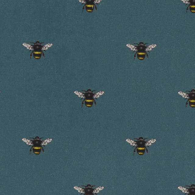 Clarke And Clarke Fabric Abeja Teal CLARKE & CLARKE EDEN COTTON - 90%;LINEN - 10% Spain MEDIUM Horizontal: 6.75 and Vertical: 6.375 54.375 - My Fabric Connection -