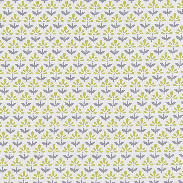 Clarke And Clarke Fabric Fleur Chartreuse/Charcoal CLARKE & CLARKE CO-ORDINATES COTTON - 100% Turkey MEDIUM Horizontal: 1.375 and Vertical: 2.5 54 - My Fabric Connection -