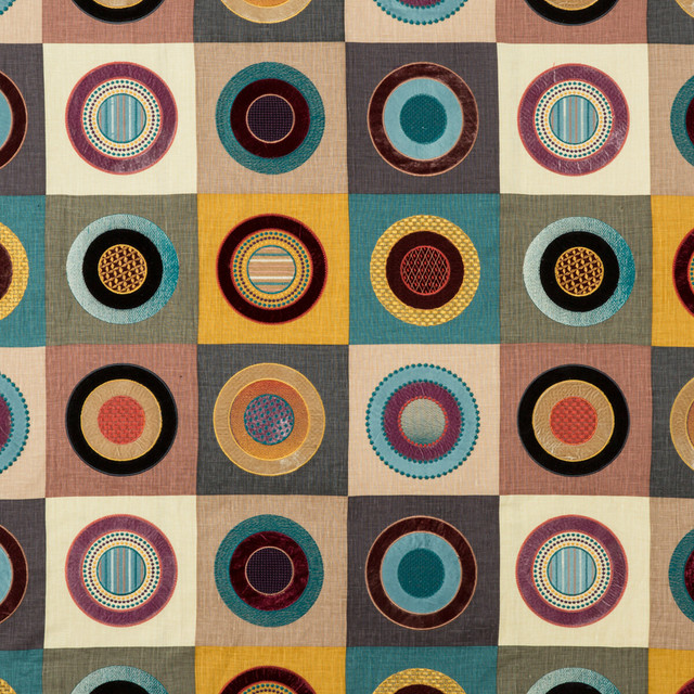 Mulberry Fabric Dress Circle Multi BOHEMIAN ROMANCE LINEN - 66%;VISCOSE - 27%;POLYESTER - 4%;SILK - 3% India - Horizontal: 25.61 and Vertical: 25.61 51.22 - My Fabric Connection -