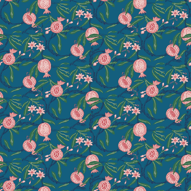 Gaston Y Daniela Wallcovering Granadas Azul/Noche GASTON LIBRERIA PAPER - 100% Spain - Horizontal: 0 and Vertical: 6.8 20.8 - My Fabric Connection -