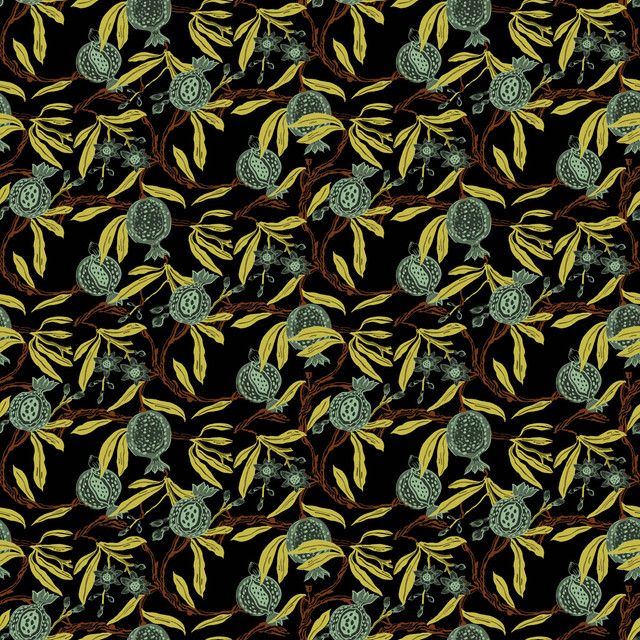 Gaston Y Daniela Wallcovering Granadas Blancoberenjena GASTON LIBRERIA PAPER - 100% Spain - Horizontal: 0 and Vertical: 6.8 20.8 - My Fabric Connection -