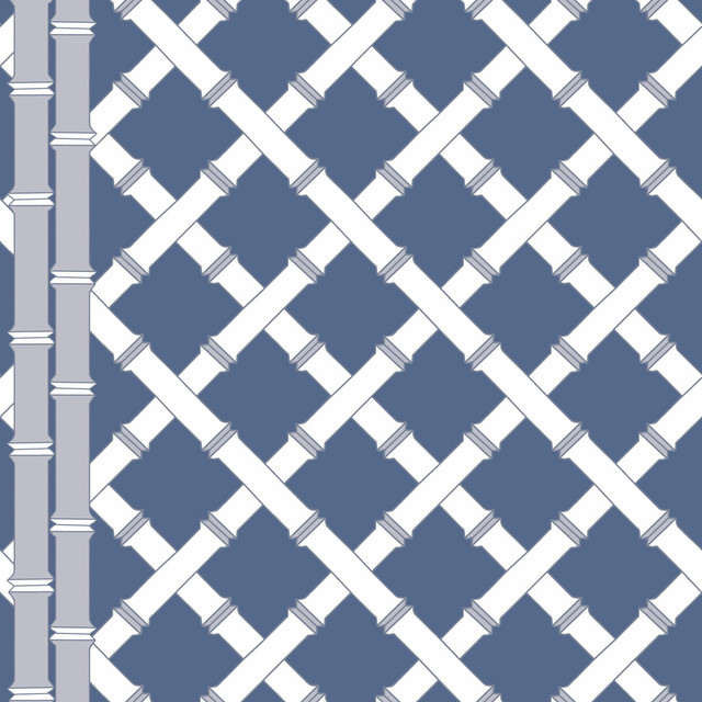 Gaston Y Daniela Wallcovering Trellis Azul/Blanco GASTON LIBRERIA PAPER - 100% Spain - Horizontal: 0 and Vertical: 10.4 20.8 - My Fabric Connection -