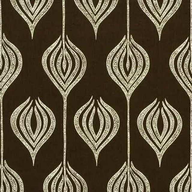 Groundworks Fabric Tulip Chocolate/Cream ALLEGRA HICKS COLLECTION LINEN - 60%;COTTON - 30%;NYLON - 10% United Kingdom - Horizontal: 5.5 and Vertical: 10.25 54 - My Fabric Connection -