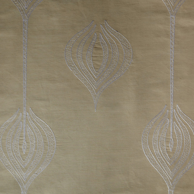 Groundworks Fabric Tulip Embroidery Cream ALLEGRA HICKS II COLLECTION SILK - 61%;LINEN - 39% India - Horizontal: 12.75 and Vertical: 15 54 - My Fabric Connection -