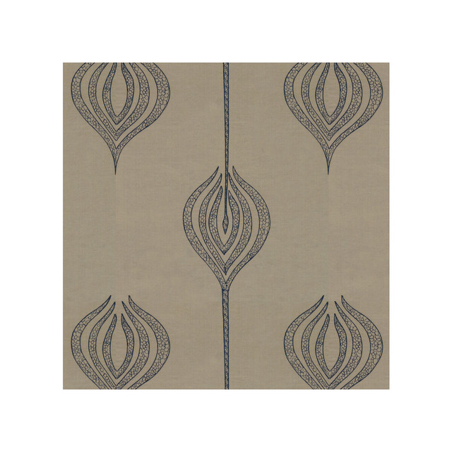 Groundworks Fabric Tulip Embroidery Blue ALLEGRA HICKS II COLLECTION SILK - 61%;LINEN - 39% India - Horizontal: 12.75 and Vertical: 15 54 - My Fabric Connection -