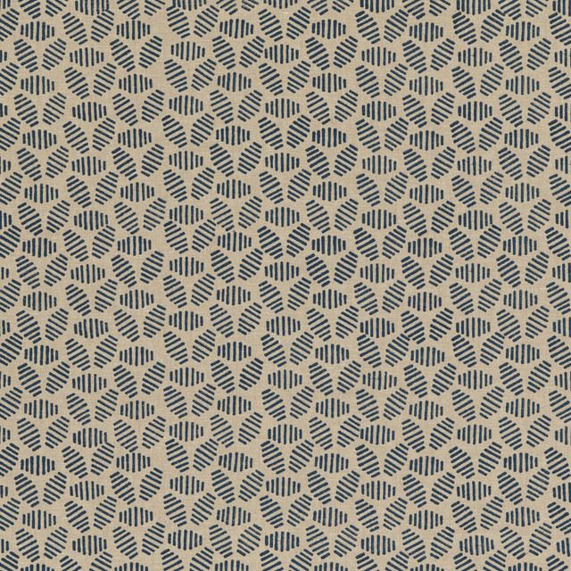 Baker Lifestyle Fabric Bumble Bee Indigo BLOCK PARTY LINEN - 100% India - Horizontal: 4.728 and Vertical: 2.364 52.796 - My Fabric Connection -