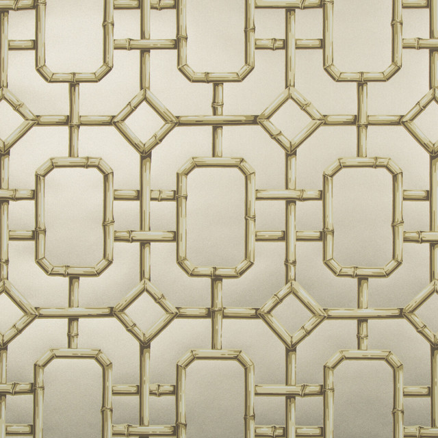 Kravet Couture Wallcovering Bambu Fret Pewter JAN SHOWERS GLAMOROUS PAPER - 100% United States - Horizontal: 27 and Vertical: 36 27 - My Fabric Connection -