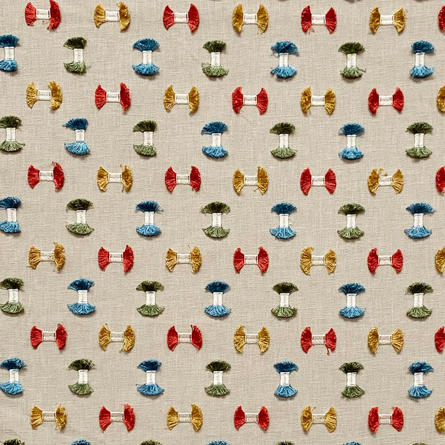 Magnolia Fabric Bowtie Rainbow - 50Ctn/50Poly-Emb-100Poly India 25000 Horizontal: 5.25 and Vertical: 6.25 54" - My Fabric Connection -
