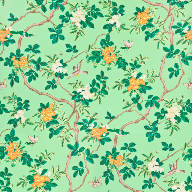 Bassett Mcnab Fabric 7544-15 Bird & Butterfly BASSETT MCNAB PRINTS 100%COT USA Horizontal: 0 and Vertical: 49 48 in - My Fabric Connection -