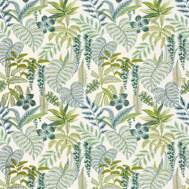 Bassett Mcnab Fabric 7806-49 Tropicale Seaglass BASSETT MCNAB SIGNATURE 100%COT %VEMB INDIA Horizontal: 26 and Vertical: 30 52.75 in - My Fabric Connection -