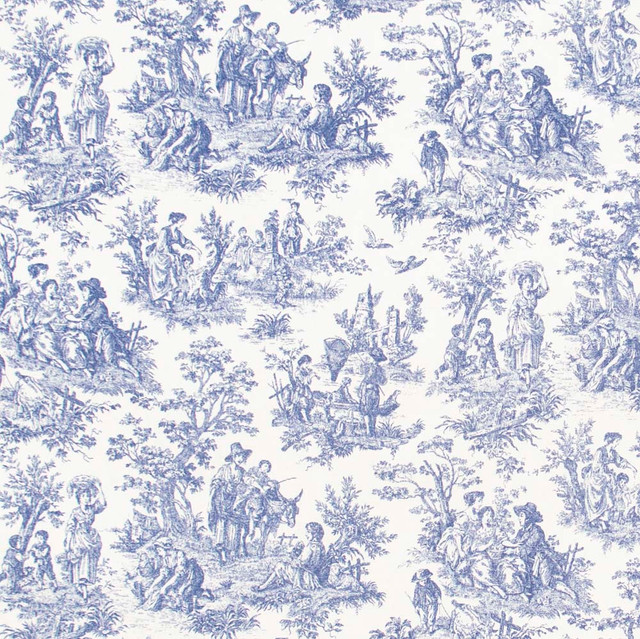 Carole Fabric Country Toile Indigo Red Sea 100% Cotton Printed & Finished In USA 51,000 Wyzenbeek Double Rubs Horizontal: 13.5 and Vertical: 13.5 54 - My Fabric Connection -