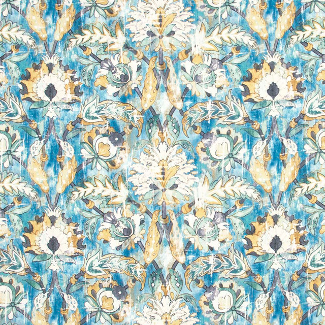 Carole Fabric Grove Garden Peacock Red Sea 100% Polyester India 50,000 Wyzenbeek Double Rubs Horizontal: 27.5 and Vertical: 19.125 56.25 - My Fabric Connection -