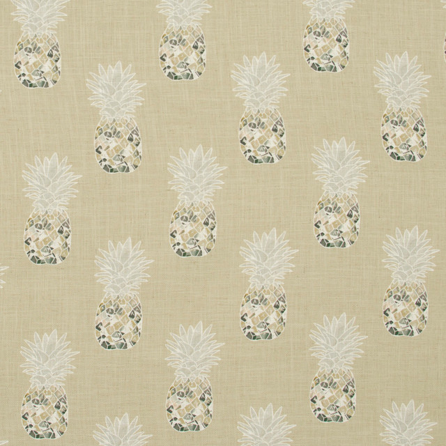 Carole Fabric Happy Pineapple Straw Lemongrass 95% Polyester, 5% Linen China Passes 50,000 Double Rubs Wyzenbeek Horizontal: 8.75 and Vertical: 10.5 58 - My Fabric Connection -