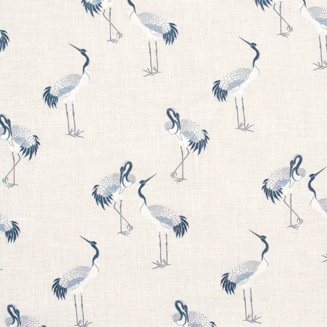Carole Fabric Heron River Bluebird 86% Polyester, 9% Rayon, 5% Linen China Passes 73,000 Double Rubs Wyzenbeek Horizontal: 13.5 and Vertical: 15.5 54 - My Fabric Connection -