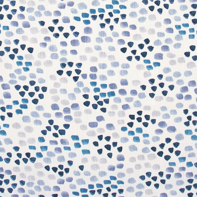 Carole Fabric Kicked Stones Indigo Bluebird 100% Cotton Printed in USA Passes 12,000 Double Rubs Wyzenbeek Horizontal: 27 and Vertical: 25.25 54 - My Fabric Connection -