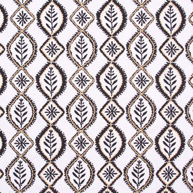 Carole Fabric Pride & Joy Noir White Smoke 93% Cotton, 7% Viscose India N/A Horizontal: 9" and Vertical: 9 1/4" V 50" - My Fabric Connection -