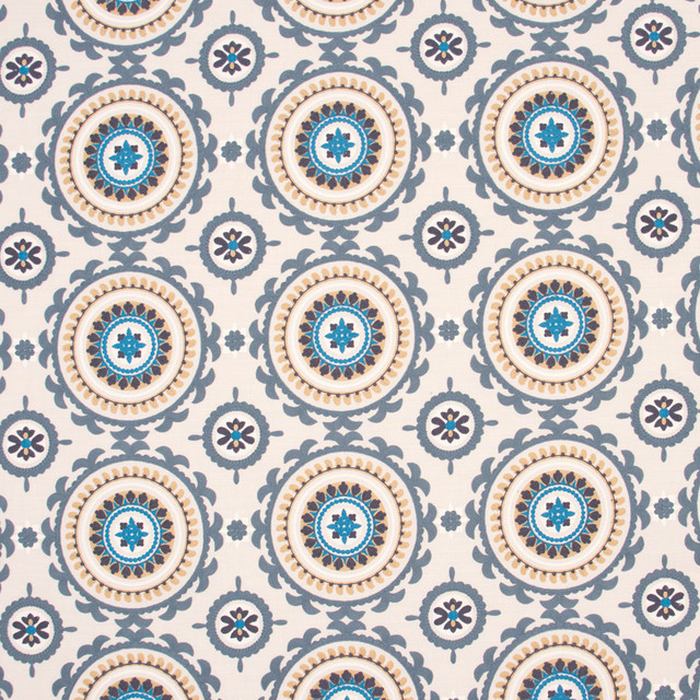 Carole Fabric Suzanni Way Azure Spearmint 84% Cotton, 16% Polyester India N/A Horizontal: 10.625 and Vertical: 9.5 51.5 - My Fabric Connection -