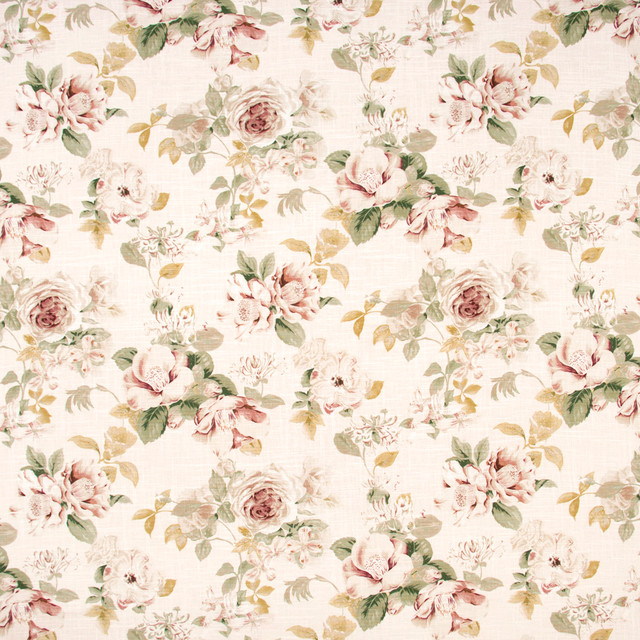 Carole Fabric Welcome Summer Blush Geranium 55% Linen, 45% Viscose UK Passes 18,000 Circular Rubs Martindale Horizontal: 135 and Vertical: 2525 52375 - My Fabric Connection -