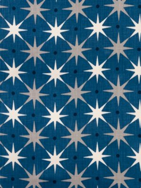 Hinson Fabric Star Power Navy HN420230004 ALBERT HADLEY 100% LINEN U.S.A. MEDIUM DUTY Horizontal: 7.5" and Vertical: 7.5" 54 - My Fabric Connection -