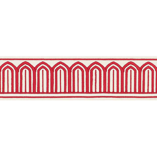 Schumacher Trim Arches Embroidered Tape Medium Red 70761 MILES REDD PASSEMENTERIE COTTON 84% RAYON 16% INDIA </p><p>Repeat: Horizontal: 7/8" (2CM) and Vertical: 2.125 - My Fabric Connection - Schumacher Trim Arches Embroidered Tape Medium Red 70761 MILES REDD PASSEMENTERIE COTTON 84% RAYON 16% INDIA </p><p>Repeat: Horizontal: 7/8" (2CM) and Vertical: 2.125 - My Fabric Connection -