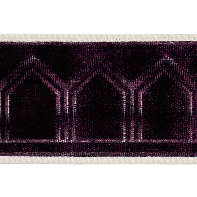 Schumacher Trim Vizier Velvet Tape Aubergine 75736 CUT & PATTERNED VELVETS COTTON 42% VISCOSE 58% INDIA </p><p>Repeat: Horizontal: and Vertical: 4 1/4" (11CM) 4.25 - My Fabric Connection - Schumacher Trim Vizier Velvet Tape Aubergine 75736 CUT & PATTERNED VELVETS COTTON 42% VISCOSE 58% INDIA </p><p>Repeat: Horizontal: and Vertical: 4 1/4" (11CM) 4.25 - My Fabric Connection -