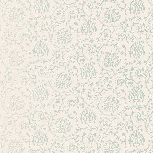 Schumacher Wallpaper Sarana Vine Water Blue 5005272 JAIPUR / HAND BLOCK PRINTS Paper 0 INDIA </p><p>Repeat: Horizontal: and Vertical: 6 3/4" (17CM) 27 - My Fabric Connection -