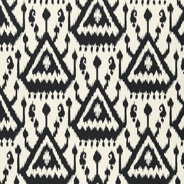 Schumacher Wallpaper Vientiane Ikat Ebony 5006951 PRINT HAPPY Paper 0 UNITED STATES OF AMERICA </p><p>Repeat: Horizontal: 13 1/2" (34CM) and Vertical: 25 1/4" (64CM) 27 - My Fabric Connection -