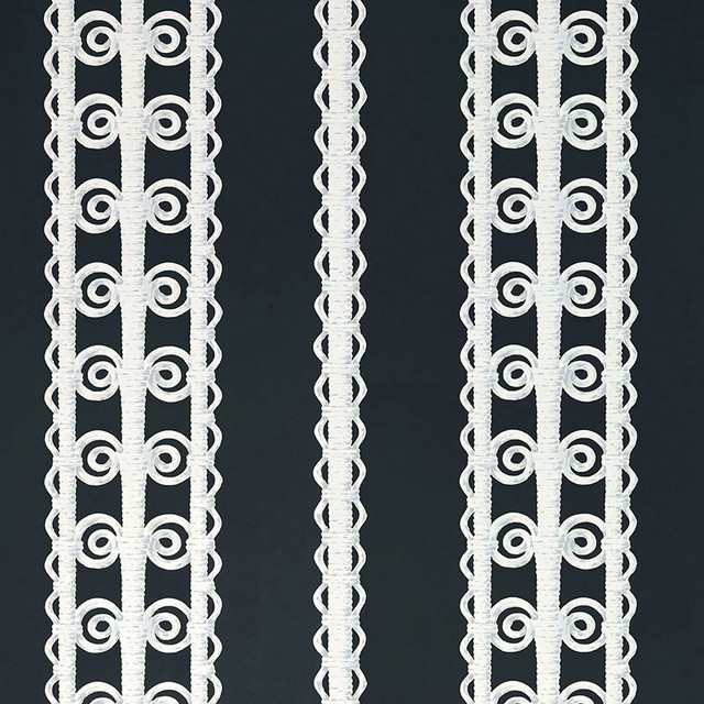 Schumacher Wallpaper Wicker Stripe Licorice 5007724 CELERIE KEMBLE III Paper 0 UNITED STATES OF AMERICA </p><p>Repeat: Horizontal: 13 1/2" (34CM) and Vertical: 13 1/2" (34CM) 27 - My Fabric Connection -