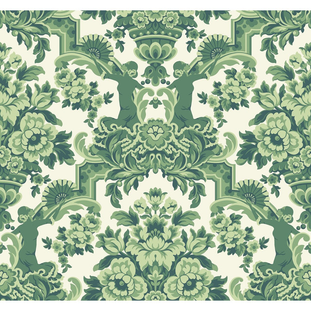 Cole & Son Wallcovering Lola Forest Greens On White COLE & SON SEVILLE NON WOVEN - 100% United Kingdom Horizontal: 27 and Vertical: 25.2 27 - My Fabric Connection -