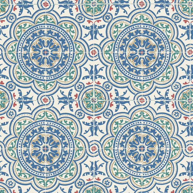 Cole & Son Wallcovering Piccadilly Denim & Rouge On Chalk COLE & SON SEVILLE NON WOVEN - 100% United Kingdom Horizontal: 20.8 and Vertical: 20.8 20.8 - My Fabric Connection -