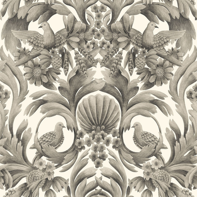 Cole & Son Wallcovering Gibbons Carving Soot/Ston COLE & SON HISTORIC ROYAL PALACES-GREAT MASTERS NON WOVEN - 100% United Kingdom Horizontal: 27 and Vertical: 27 27 - My Fabric Connection -