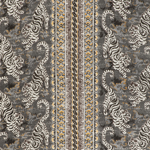 Lee Jofa Fabric Bongol Print Charcoal MINDORO LINEN - 44%;COTTON - 35%;RAYON - 21% India Horizontal: 26.5 and Vertical: 27.56 52.95 - My Fabric Connection -