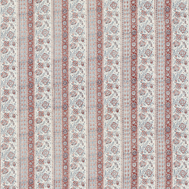G P & J Baker Fabric Tillington Red/ Blue PORTOBELLO LINEN - 100% India Horizontal: 6.895 and Vertical: 4.728 55.16 - My Fabric Connection -