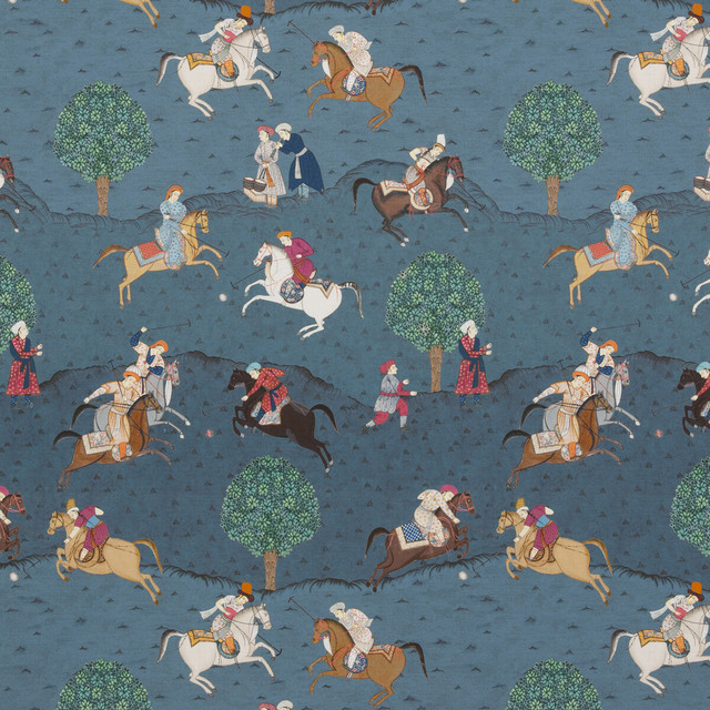 G P & J Baker Fabric Caspian Indigo/Red CASPIAN COTTON - 100% United Kingdom Horizontal: 27.186 and Vertical: 35.066 54.372 - My Fabric Connection -